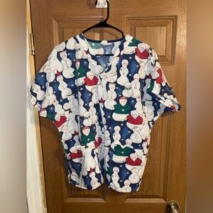 Snow man scrub top (M)